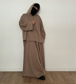 New Safar hoodie set knit Latte tok (top + skirt )