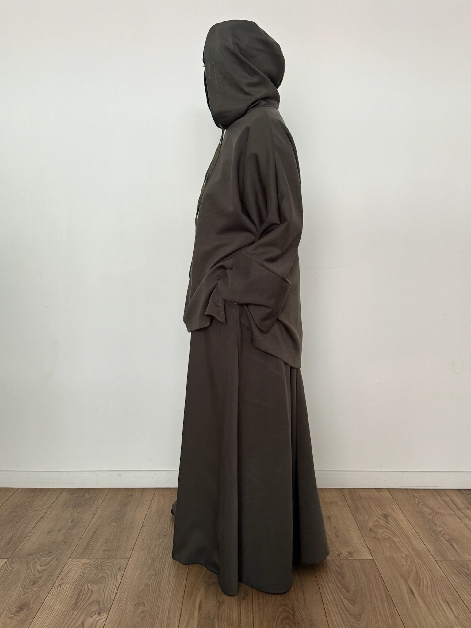 Safar hoodie set knit Khaki tok (top + skirt )