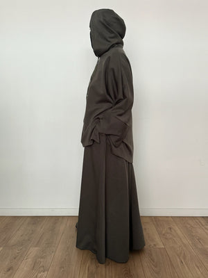 Safar hoodie set knit Khaki tok (top + skirt )