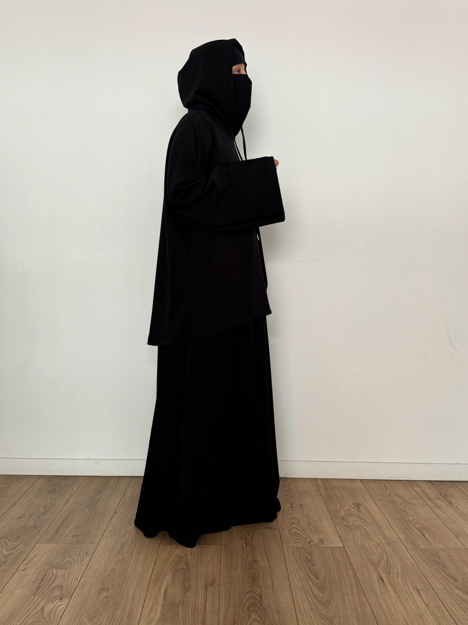 New Safar hoodie set Black knit tok (top + skirt )