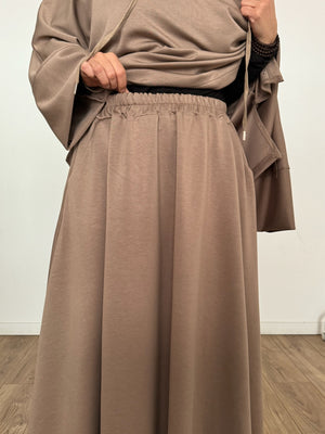 New Safar hoodie set knit Latte tok (top + skirt )