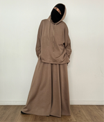 New Safar hoodie set knit Latte tok (top + skirt )