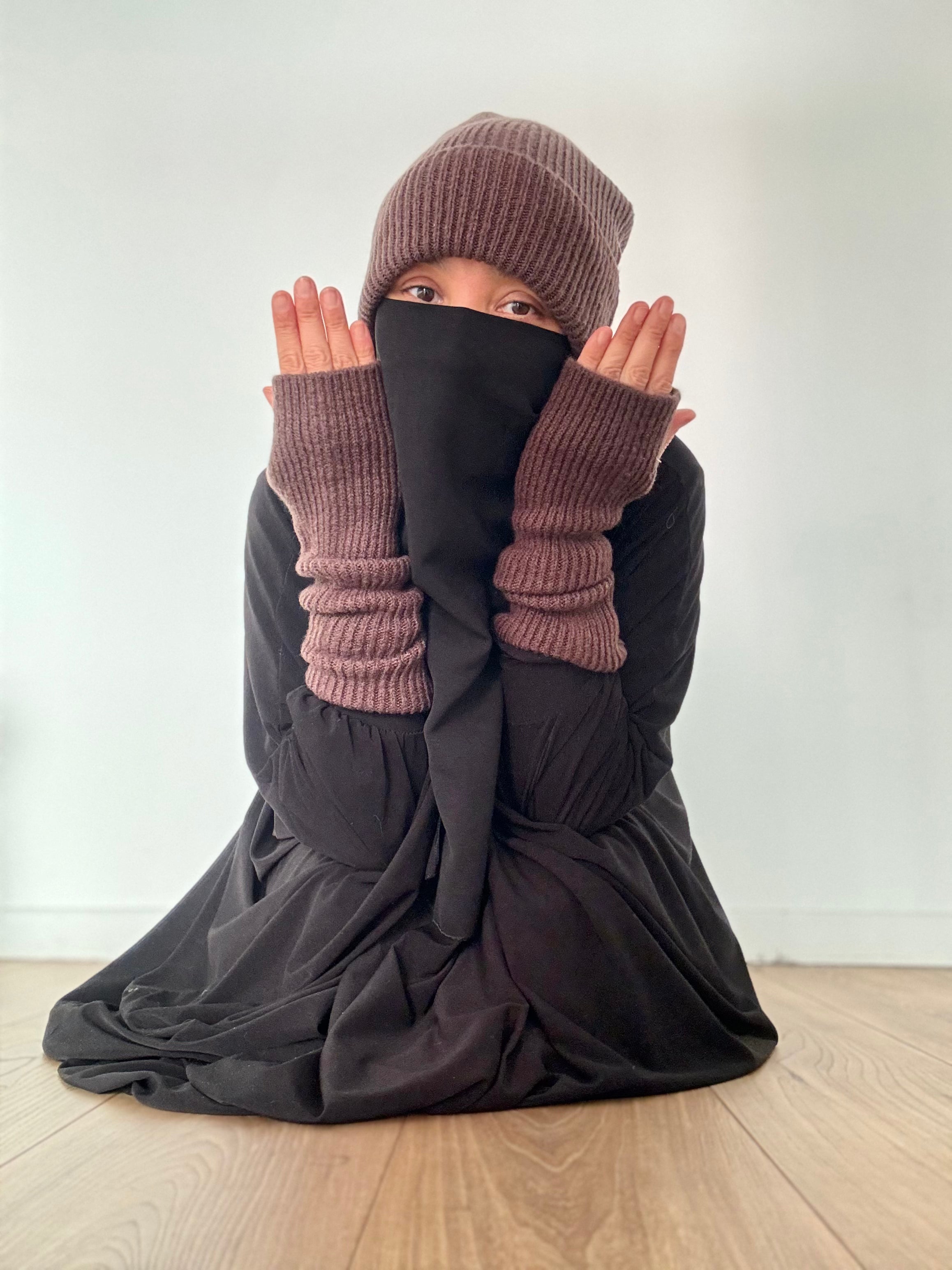 DOUDOU SET WOOL BEANIE & MITTENS KNIT