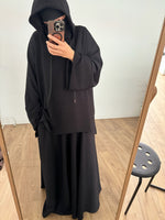New Safar hoodie set Black knit tok (top + skirt )
