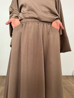 New Safar hoodie set knit Latte tok (top + skirt )