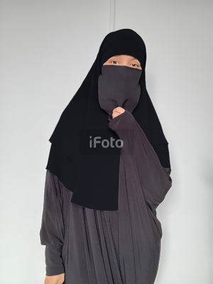 MINI INSTANT KHIMAR CRÊPE 2 LAYERS HEADBAND INCLUDED