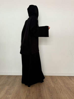New Safar hoodie set Black knit tok (top + skirt )