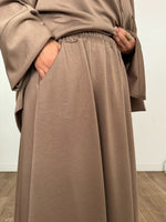 New Safar hoodie set knit Latte tok (top + skirt )