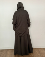 Safar hoodie set knit Khaki tok (top + skirt )