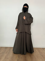 Safar hoodie set knit Khaki tok (top + skirt )