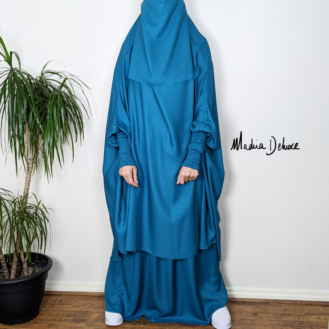 JILBAB 2 PIECES DELUXE MAKKAH ZIPP sleeves  (all colours )