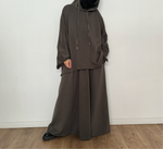 Safar hoodie set knit Khaki tok (top + skirt )