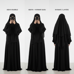 SET ABAYA + KHIMAR 2 LAYERS SUSU