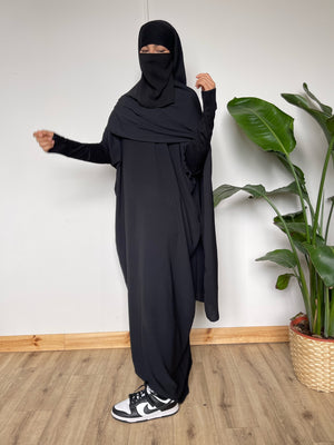JILBAYA HAYYA ALL IN ONE : Abaya + ninja + maxi Scarf (all colors)