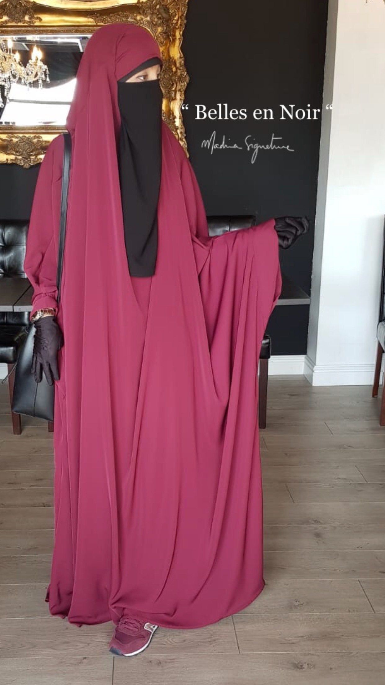 JILBAB KIMONO YASMEEN DELUXE BURGUNDY (LACE OR PLAIN)