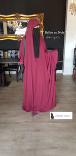 JILBAB KIMONO YASMEEN DELUXE BURGUNDY (LACE OR PLAIN)