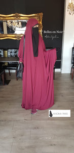 JILBAB KIMONO YASMEEN DELUXE BURGUNDY (LACE OR PLAIN)