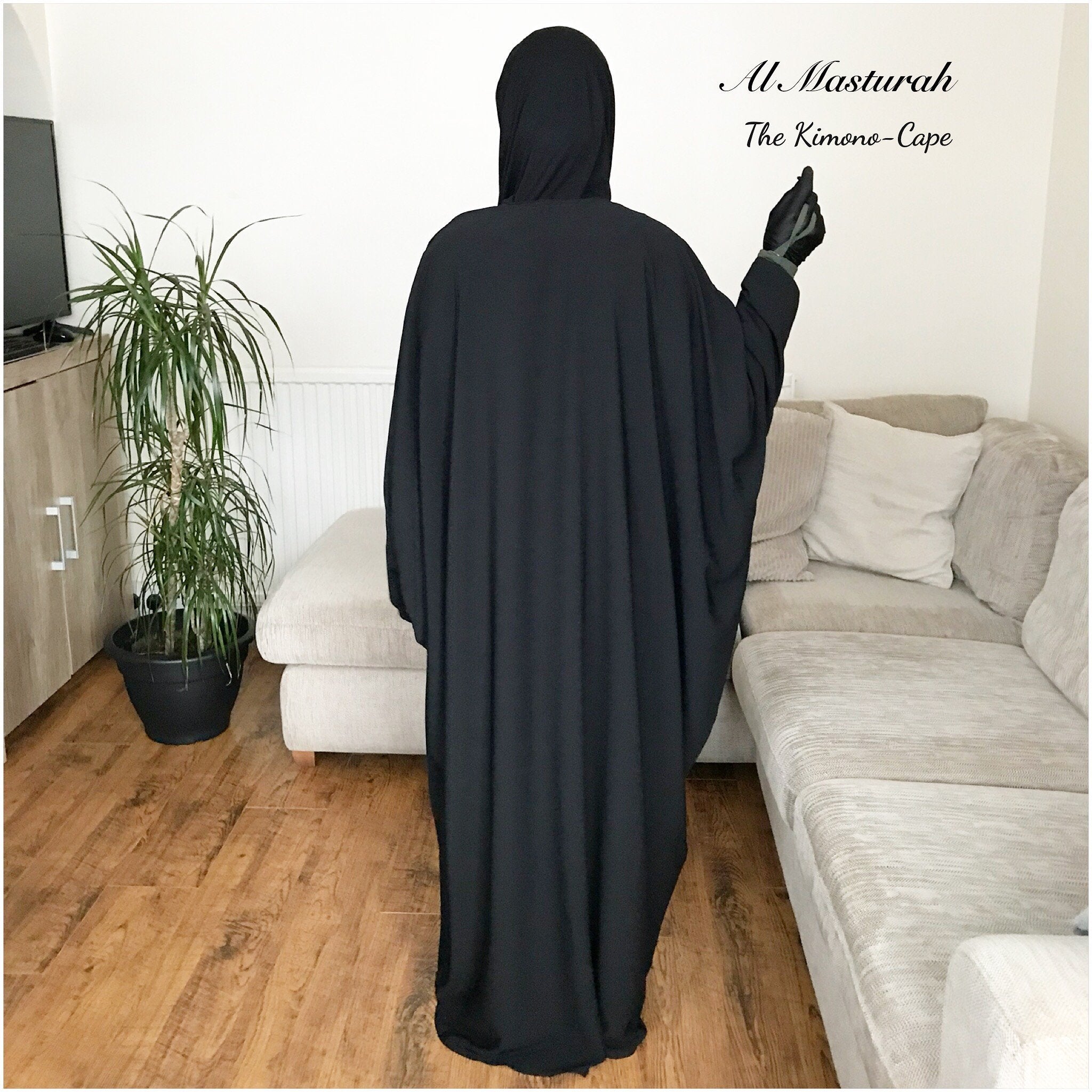 AL MASTURAH MAXI KIMONO CAPE Black