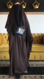 JILBAB KIMONO YASMEEN DELUXE CHOCO (LACE OR PLAIN)