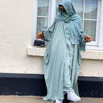 LAYLAH SET ABAYA & KIMONO & HIJAB ( all colours /3 sizes )