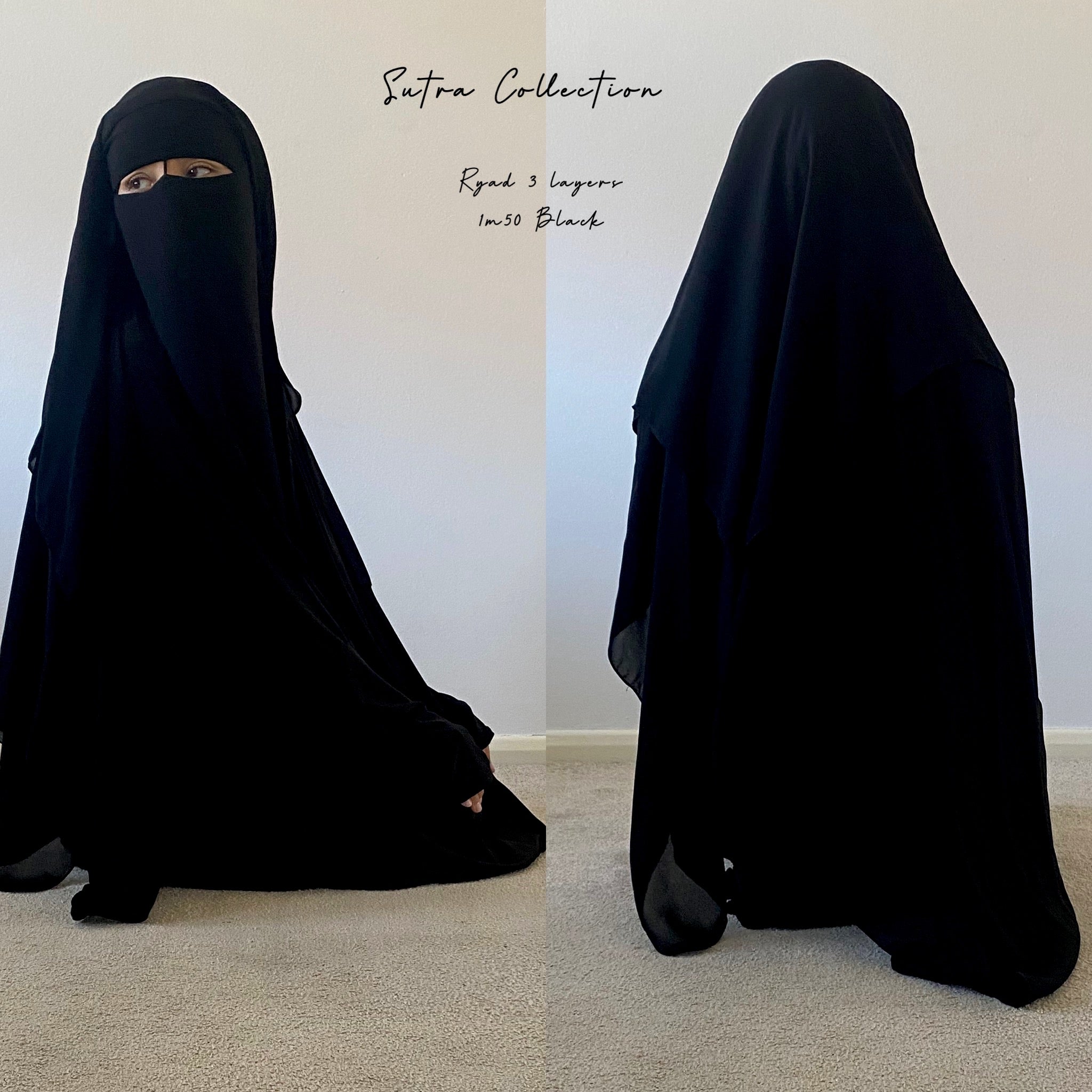 NIQAB RYAD 150 CM SUTRA  (all colours)