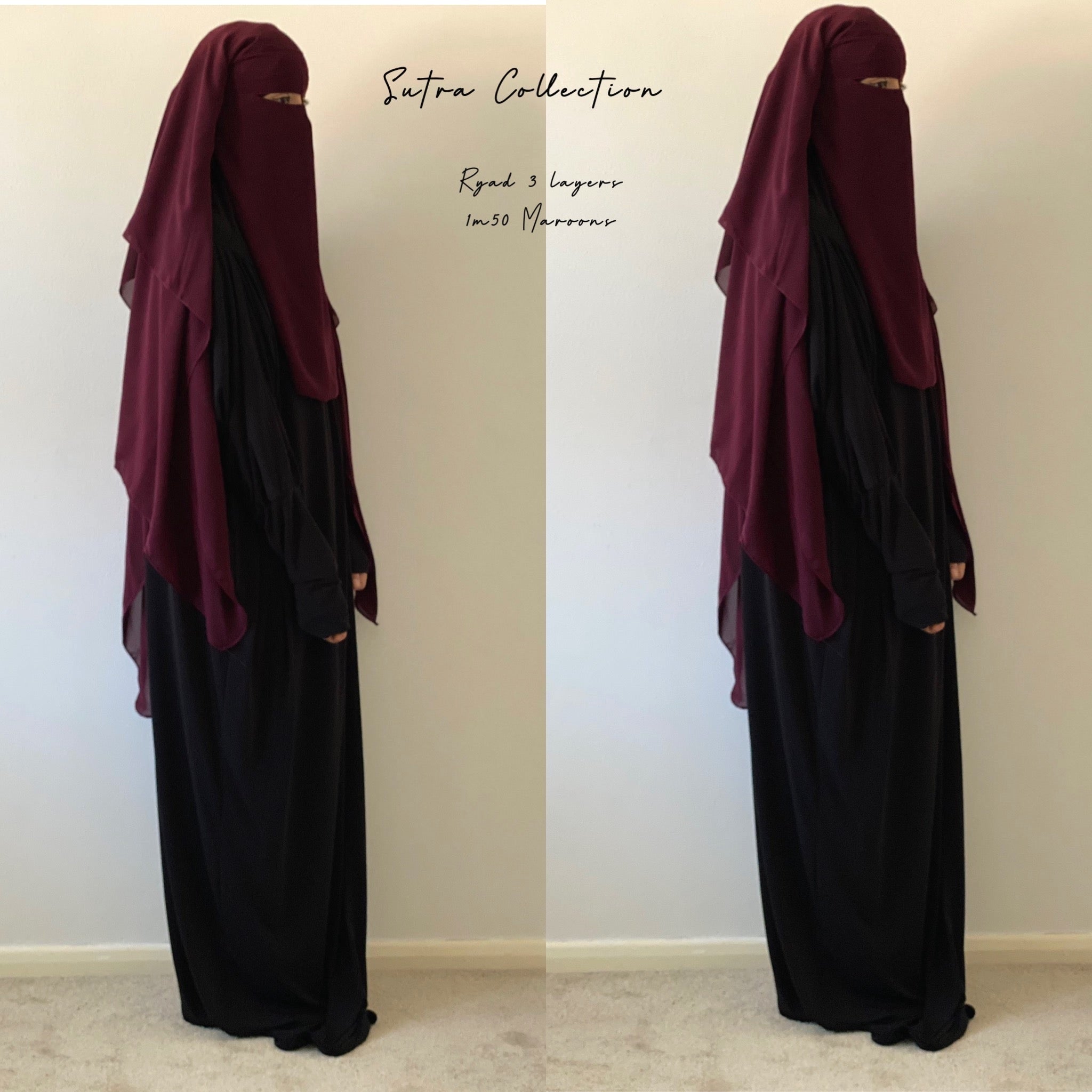 NIQAB RYAD 150 CM SUTRA  (all colours)