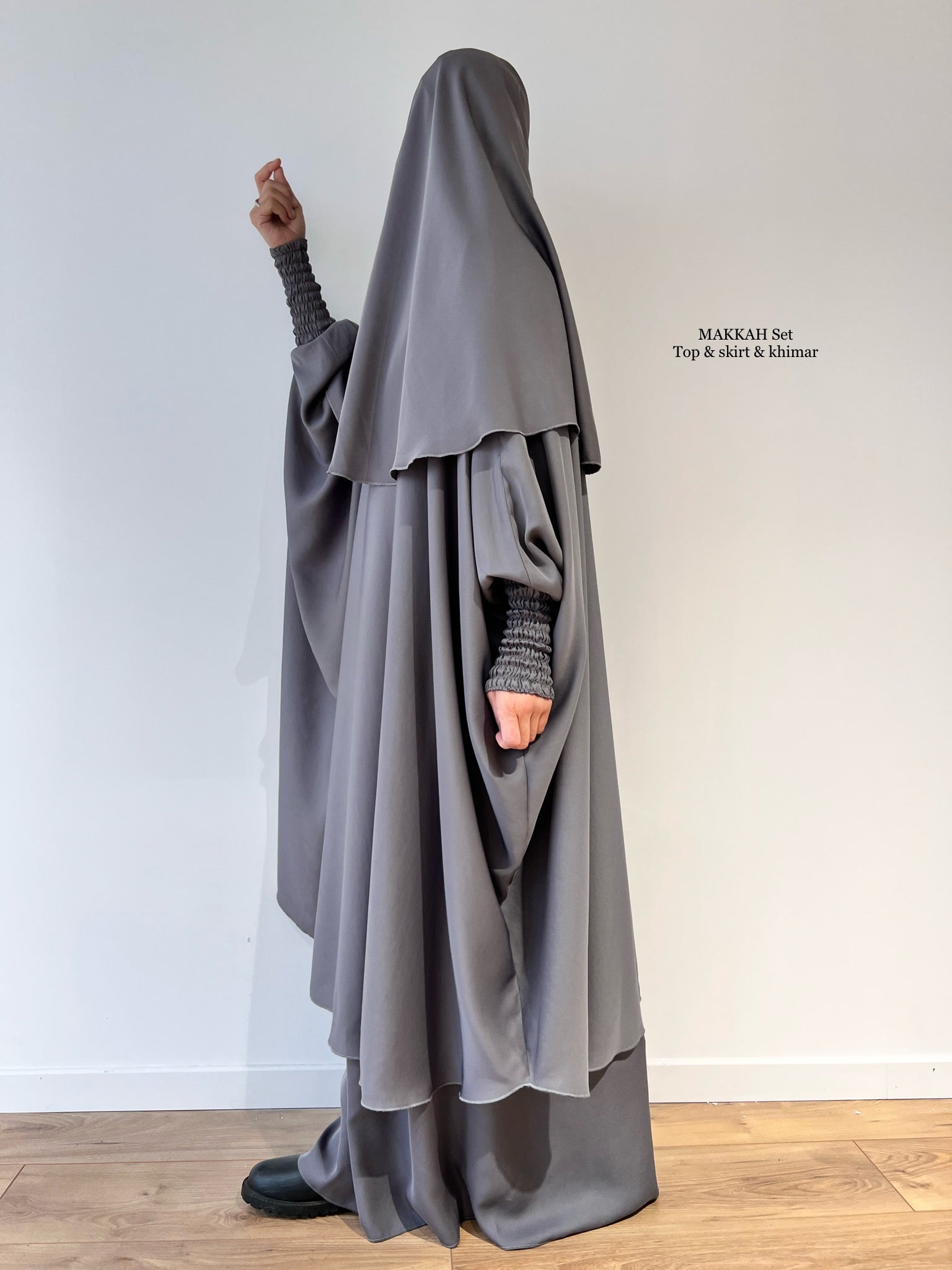 NEW SET MAKKAH DELUX top frilly sleeves + skirt   (all colours )