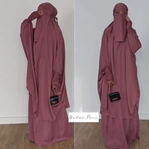 JILBAB 2 PIECES DELUXE MAKKAH + HALF NIQAB (all colours )