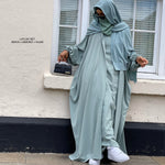 LAYLAH SET ABAYA & KIMONO & HIJAB ( all colours /3 sizes )