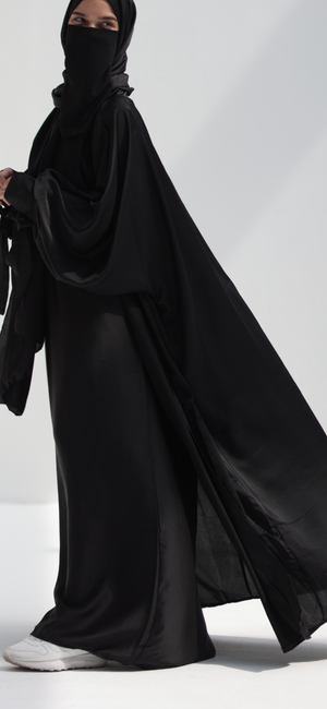 QAMAR DELUXE FULL SET ABAYA +KIMONO+HIJAB