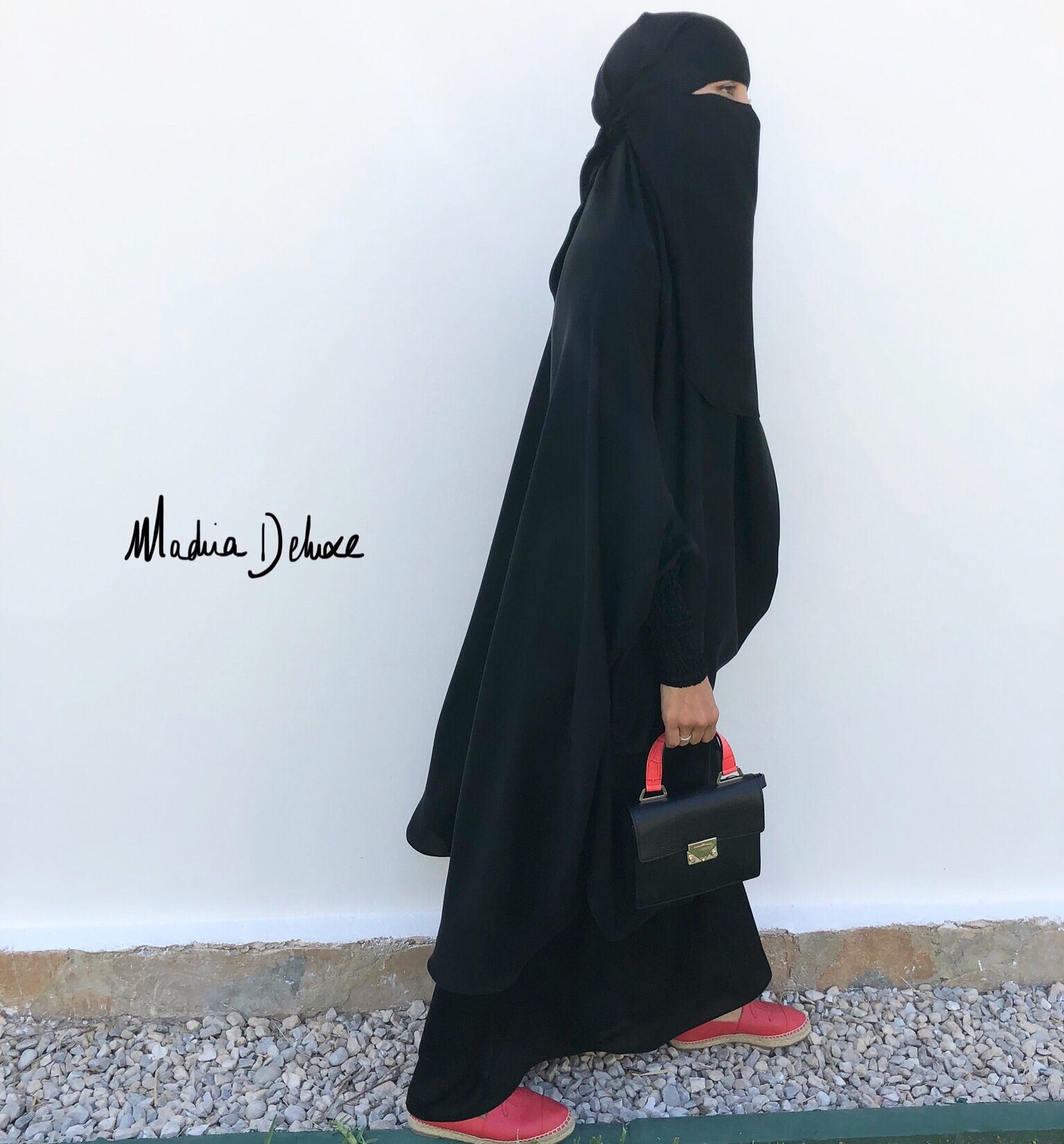 JILBAB 2 PIECES DELUXE MAKKAH + HALF NIQAB (all colours )