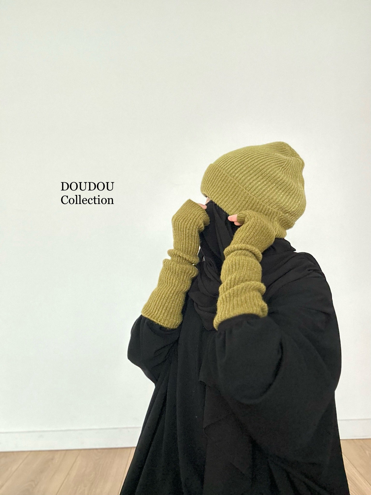 DOUDOU SET WOOLY BEANIE & MITTENS KNIT