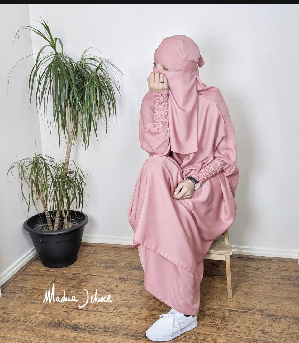 JILBAB 2 PIECES DELUXE MAKKAH Frilly sleeves  (all colours )