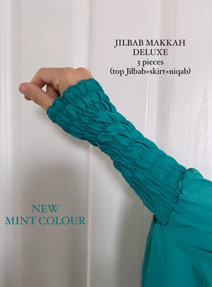 JILBAB 2 PIECES DELUXE MAKKAH + HALF NIQAB (all colours )