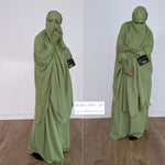 JILBAB 2 PIECES DELUXE MAKKAH + HALF NIQAB (all colours )