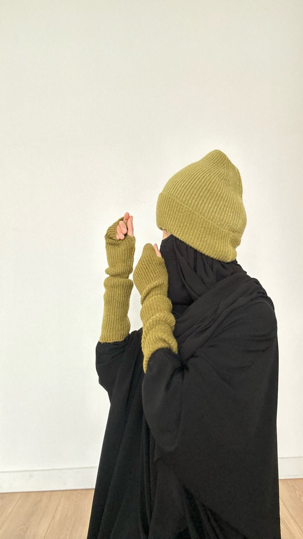 DOUDOU SET WOOL BEANIE & MITTENS KNIT